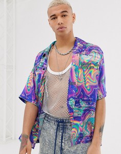 Рубашка с отложным воротником и оригинальным принтом Jaded London-Мульти