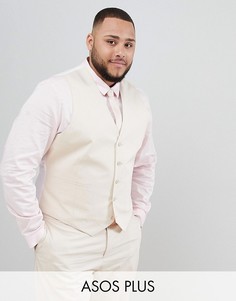 Светло-бежевый приталенный жилет из эластичного хлопка ASOS DESIGN Plus Wedding-Серый