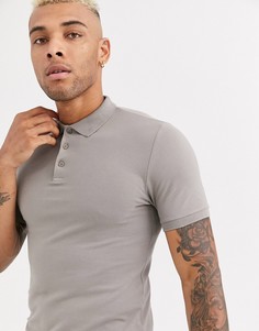Бежевое обтягивающее поло из ткани пике ASOS DESIGN-Бежевый