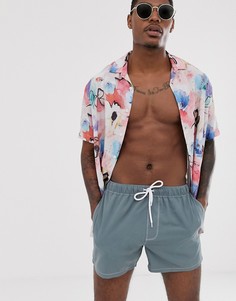 Темно-серые короткие шорты для плавания с контрастным шнурком ASOS DESIGN-Серый
