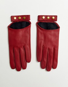 Красные кожаные перчатки для сенсорных экранов ASOS DESIGN-Красный