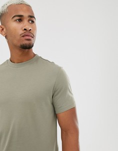 Футболка цвета хаки из органического хлопка и с круглым вырезом ASOS DESIGN-Зеленый