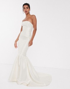 Платье-бандо с расклешенным подолом ASOS EDITION wedding-Кремовый