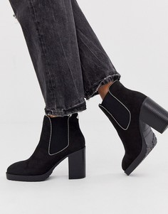 Черные ботинки на каблуке с цепочками Miss KG-Черный
