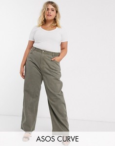 Джинсы цвета хаки в винтажном стиле с завышенной талией ASOS DESIGN Curve-Зеленый