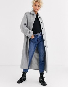 Серое пальто на пуговицах ASOS DESIGN-Серый