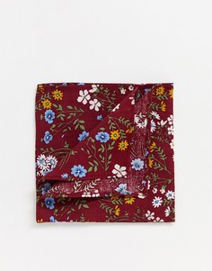Бордовый платок для нагрудного кармана с цветочным принтом ASOS DESIGN-Красный
