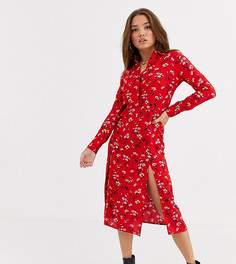 Платье-рубашка с длинными рукавами и цветочным принтом Wednesdays Girl-Красный