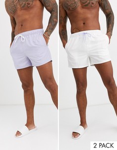 Набор из 2 коротких шортов для плавания (лавандовые / белые) ASOS DESIGN - Скидка-Мульти