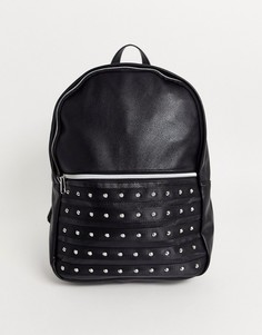 Черный рюкзак из искусственной кожи с заклепками ASOS DESIGN