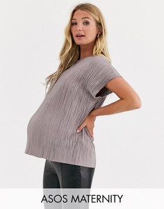 Розовая плиссированная футболка ASOS DESIGN Maternity-Розовый