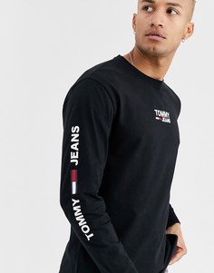Черный лонгслив с логотипом Tommy Jeans