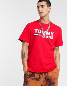Красная футболка с логотипом на груди Tommy Jeans-Красный