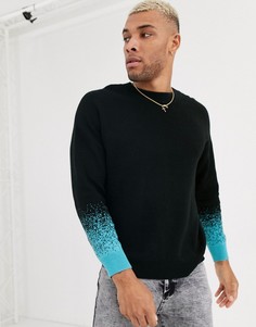 Черный джемпер с принтом Bershka-Синий