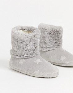 Серые тапочки-ботинки с тиснеными звездами Hunkemoller-Серый