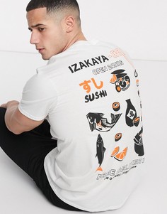 Белая футболка с принтом New Look-Серый