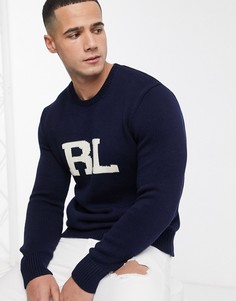 Темно-синий джемпер с круглым вырезом и логотипом Polo Ralph Lauren