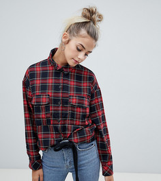 Рубашка из плотной ткани в клетку Bershka-Бежевый