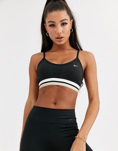 Золотистый бюстгальтер с блестками Nike Training-Черный