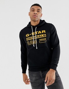 Черный свитшот с капюшоном и логотипом G-star Originals