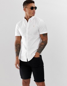 Белая оксфордская рубашка узкого кроя с короткими рукавами Farah Brewer-Белый
