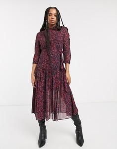 Платье-рубашка макси с принтом AllSaints-Розовый