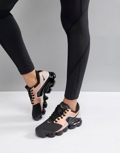 Черные сетчатые кроссовки с золотисто-розовыми вставками Nike Running Vapormax-Черный