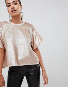 Футболка с пайетками и открытой спиной ASOS DESIGN-Розовый