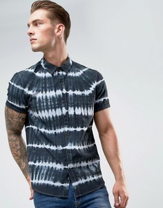 Рубашка классического кроя с принтом тай-дай ASOS DESIGN-Темно-синий