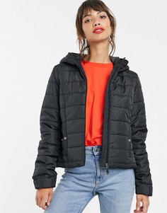Черная дутая куртка с капюшоном Vero Moda-Черный