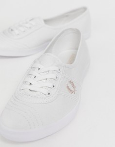 Розовые саржевые кроссовки с логотипом Fred Perry Aubrey-Белый