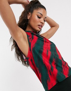 Майка с V-образным вырезом и принтом ASOS 4505-Зеленый