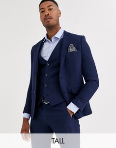 Пиджак зауженного кроя в клетку Harry Brown Tall wedding-Темно-синий