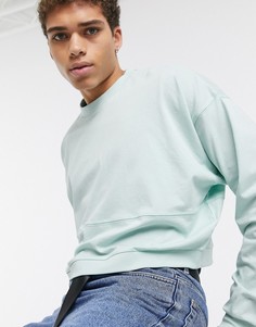 Голубой короткий oversize-лонгслив ASOS DESIGN-Синий