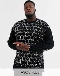 Черный oversize-лонгслив с отделкой ASOS DESIGN Plus