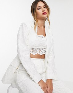 Кружевной пиджак ASOS EDITION wedding-Кремовый