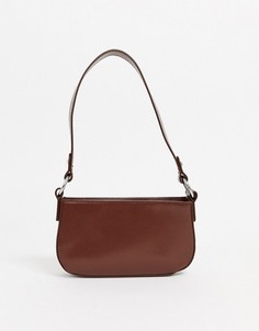 Кожаная сумка на плечо в стиле 90-х ASOS DESIGN-Коричневый