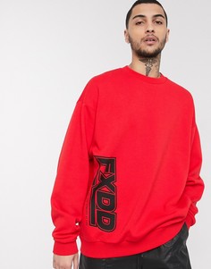 Красный свободный свитшот с принтом ASOS DESIGN