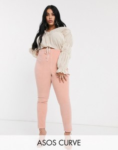Нюдовые вельветовые джеггинсы с завышенной талией ASOS DESIGN Curve-Бежевый