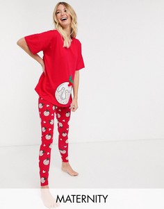 Новогодний комплект из футболки с принтом пудинга и леггинсов ASOS DESIGN Maternity-Фиолетовый