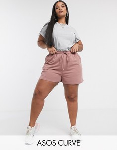 Трикотажные шорты ASOS DESIGN Curve-Коричневый