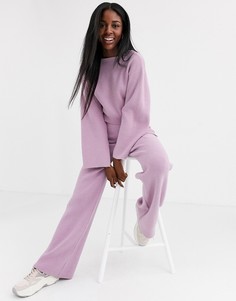Трикотажные брюки в рубчик с карманами ASOS DESIGN-Фиолетовый