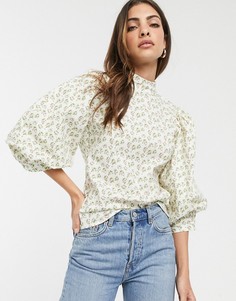 Топ с высоким воротом и цветочным принтом ASOS DESIGN-Мульти