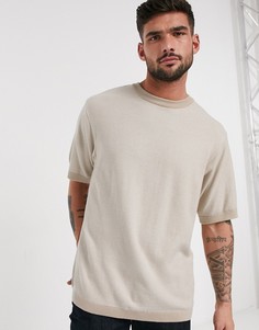 Светло-бежевая oversize-футболка River Island-Светло-бежевый