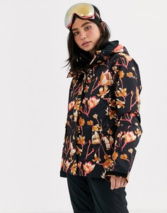 Черная горнолыжная куртка с цветочным принтом Roxy-Черный