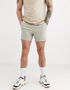 Бежевые узкие короткие шорты чиносы с эластичным поясом ASOS DESIGN-Бежевый