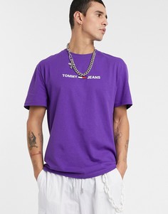 Фиолетовая футболка с логотипом на груди Tommy Jeans-Фиолетовый