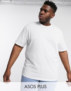 Белая плотная футболка свободного кроя ASOS WHITE PLUS-Белый
