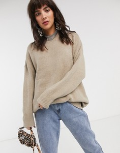 Oversize-джемпер с круглым вырезом Bershka-Коричневый