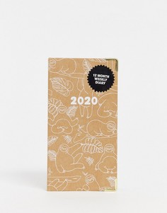 Еженедельник на 2020 год с принтом ленивцев на обложке Typo-Мульти